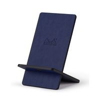 Support téléphone mobile en simili cuir italien bleu de nuit - Image principale