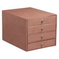 Trieur 4 tiroirs simili cuir bois de rose 24,8x32,7x22,8 cm - Image principale
