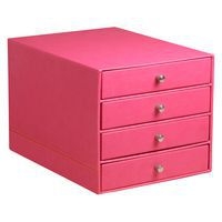 Trieur 4 tiroirs simili cuir framboise 24,8x32,7x22,8 cm - Image principale