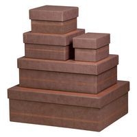 Set 5 boîtes gigognes simili cuir italien chocolat - Image principale