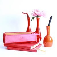 Trousse plumier fuchsia simili cuir italien 23x5x5 cm - Image 6