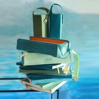 Trousse plumier paon simili cuir italien 23x5x5 cm - Image 4
