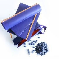 Trousse plumier saphir simili cuir italien 23x5x5 cm - Image 3