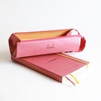 Trousse plumier tangerine simili cuir italien 23x5x5 cm - Image 3