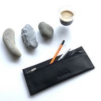 Rhodia noir trousse plate cuir véritable 22x8,5 cm - Image 4