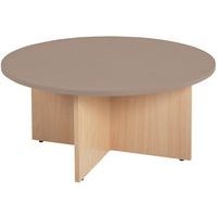Table basse range-poufs Diabolo Ø 100 cm Taupe/Hêtre - Image principale