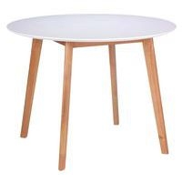 Table réunion Monna Ø 100 cm Blanc pied naturel - Image principale