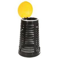 Poubelle ronde en plastique perforé Ruff 110L noir jaune - Image 2