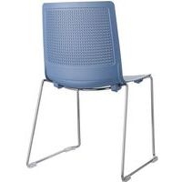 Lot de 2 chaises PERFY pieds traîneau chromés coque polypro Bleu - Image 2