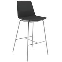 Tabouret haut CLUE coque polypro noir 4 pieds chromés - Image principale