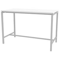 Table réunion haute Creo 160x80 cm pied 9006 Alu plateau blanc - Image principale