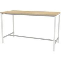 Table réunion haute Creo 180x80 cm pied 9016 blanc plateau chêne - Image principale
