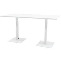 Table réunion haute Greko 210x100 cm 2 pieds 9016 blanc plateau blanc - Image principale