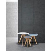 Lot de 3 tables gigognes Lucio diamètre 48-40-30 cm Chêne/Bleu/Gris - Image 2