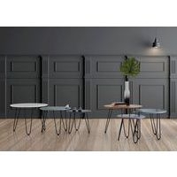 Lot de 3 tables gigognes Fabio diamètre 60-50-40 cm Blanc/Bleu/Gris - Image 2