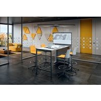 Table réunion haute Creo 180x80 cm pied 9006 Alu plateau blanc - Image 2