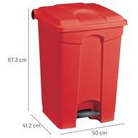 Poubelle plastique agroalimentaire 70 L rouge - Image 4
