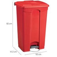 Poubelle plastique agroalimentaire 90 L rouge - Image 3