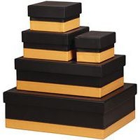 Kit de 5 boîtes de rangement, en similicuir, noir - Image principale