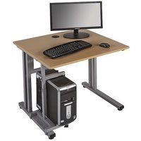 Poste informatique Open fixe longueur 80 cm 2 pieds métal coloris Aluminium - Image 3