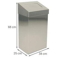 Poubelle métallique - 50 L - 38 x 68 x 25 cm Gris - Image 3