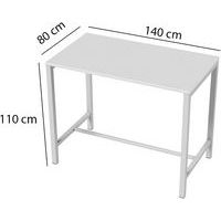 Table de réunion haute Jona Plateau Blanc Long  : 140 cm - Image 2