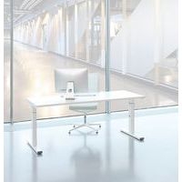 Bureau droit Inesa avec pied réglable en T Blanc 200 cm - Image 3