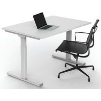 Bureau droit Inesa avec pied réglable en T Blanc 120 cm - Image 4