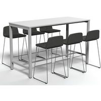 Table de réunion haute Jona Plateau  Blanc Long  : 180 cm - Image 4