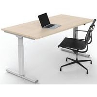 Bureau droit Inesa avec pied réglable en T Chêne 160 cm - Image 3