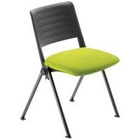 Lot 4 chaises Match piètement noir dossier polypropylène noir assise tissu anis - Image principale