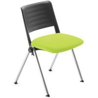 Lot 4 chaises Match piètement alu dossier polypropylène noir assise tissu anis - Image principale