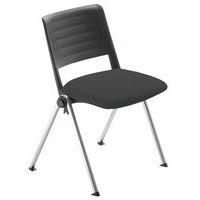 Lot 4 chaises Match piètement alu dossier polypropylène noir assise tissu noir - Image principale