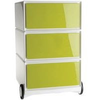 Caisson mobile Easy Office 3 tiroirs de rangement coloris blanc/vert - Image principale