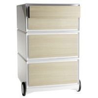Caisson mobile Easy Office 4 tiroirs de rangements coloris blanc/hêtre - Image principale