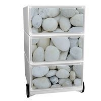 Caisson mobile Easy Office 3 tiroirs rangement corps blanc décor Galets - Image principale
