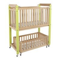 Lit crèche Duo 2 niveaux, lit haut fixe, lit bas mobile, piétement vert - Image 3