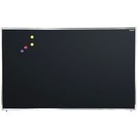 Tableau simple émaillé noir cadre alu strié naturel - Manutan Expert - Image principale