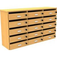 Meuble Octet courrier à poser 3 colonnes 15 cases portes boite aux lettres hêtre - Image principale