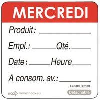 Rouleau de 500 étiquettes mercredi rouge - Image principale