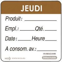 Rouleau de 500 étiquettes jeudi marron - Image principale