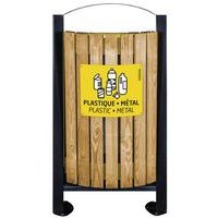 Poubelle 2x60l Arkea bois tri autres déchets/plast et metal-gris7033/jaune1021 - Image 2