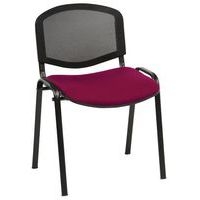 Lot de 5 chaises Bliz piètement noir dossier résille noir assise tissu - Image principale