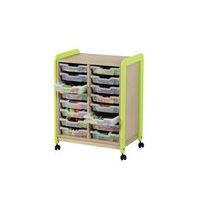 Meuble sur roulettes 2 colonnes 16 casiers Lili hauteur 98 cm coloris vert - Image 2