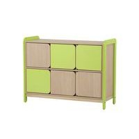 Meuble Lili hauteur 98 cm 3 colonnes 6 portes coloris vert - Image principale