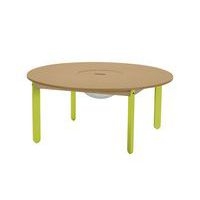 Table Lili ronde, plateau hêtre avec bac, piétement bois couleur - Image principale