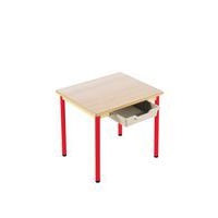 Table fixe Chloé plateau rectangle beige casier 4 pieds- Mobidecor - Image 2