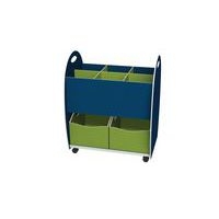 Meuble de rangement Emma hauteur 75 cm bac 6 cases, 2 tiroirs, Bleu/Anis - Image principale