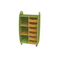 Meuble de rangement Emma hauteur 114 cm 2 étagères 6 tiroirs Anis/Orange - Image principale