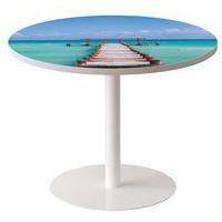 Guéridon bas Easy Office pied métal Ø 80 cm plateau coloris décor Ponton - Image principale